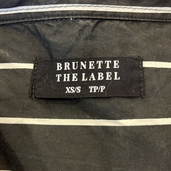 VGUC Brunette The Label oversize black button down long shirt with white stripe - Picture 8 of 10